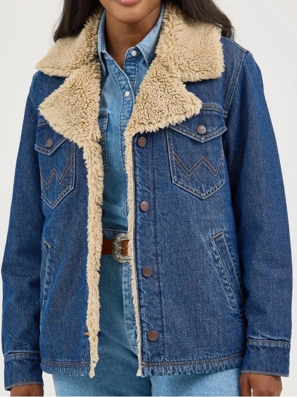 Wrangler Retro® Sherpa Lined Wrange Coat in Dark Denim (M)